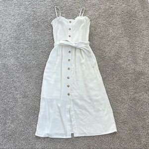 Abercrombie smocked button front cami off white dress